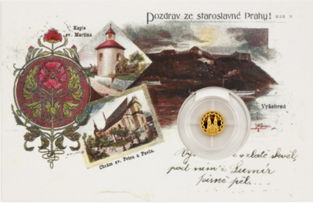 Zlatá mince Praha - Vyšehrad proof