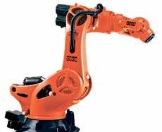 Oranžový průmyslový robot z prezentace SPŠT Jablonec
